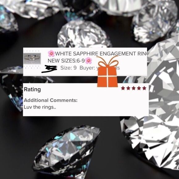 WHITE SAPPHIRE ENGAGEMENT RING NEW SIZE 7 NEW - Picture 3 of 13